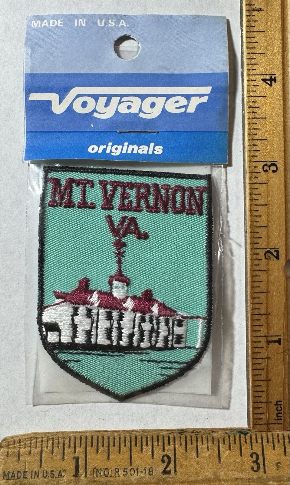 Vintage Mount Mt. Vernon Estate Virginia Iron On Patch Voyager Travel Souvenir