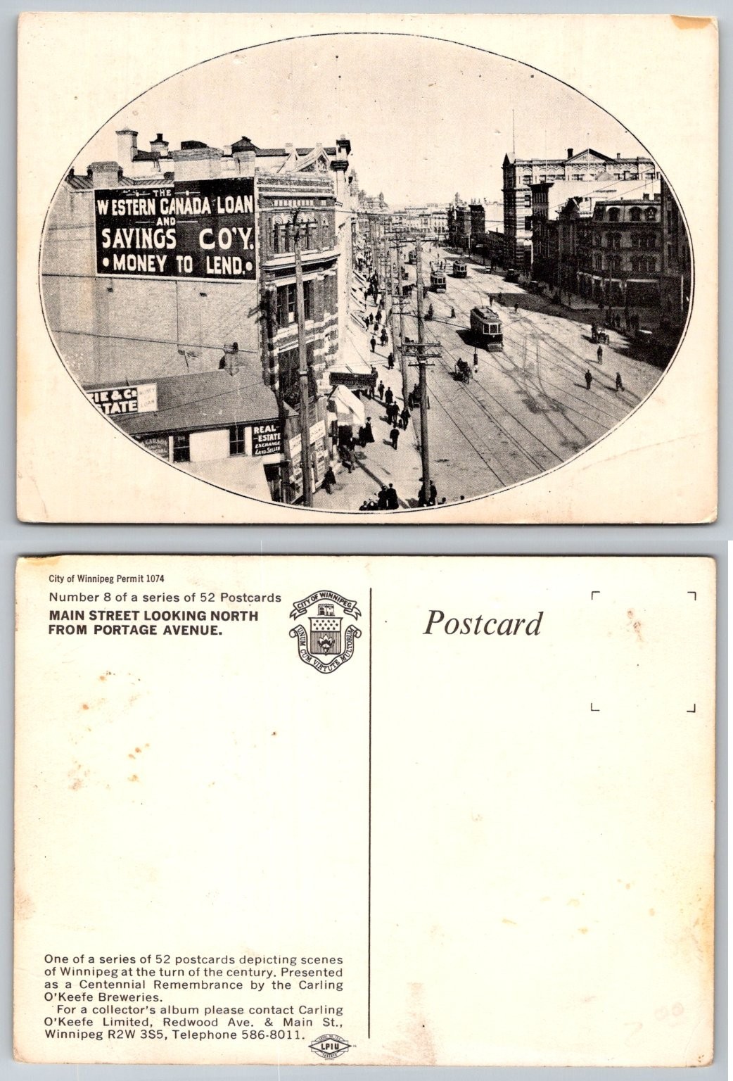 Winnipeg Main Street North Portage Avenue Centennial Postcard Winnipeg Main Street North Portage Avenue Centennial Postcard