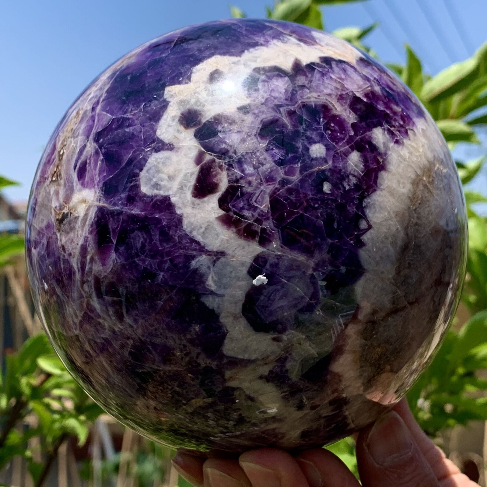 5.94LB Natural beautiful Dream Amethyst Quartz Crystal Sphere Ball Healing
