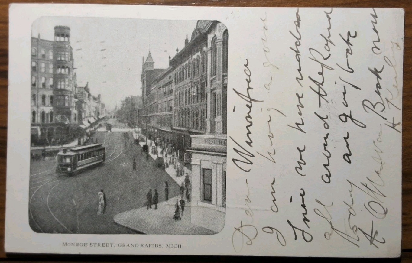 GRAND RAPIDS MICHIGAN ~ Monroe St ~ Main street 1906c UDB Postcard 
