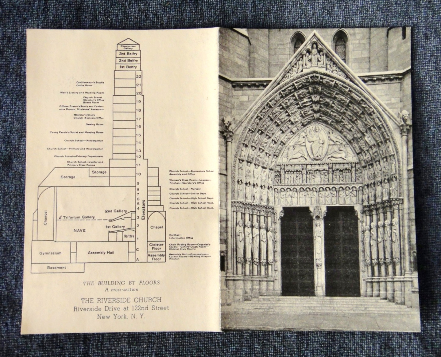 Souvenir Leaflet from Riverside Church New York, N.Y.