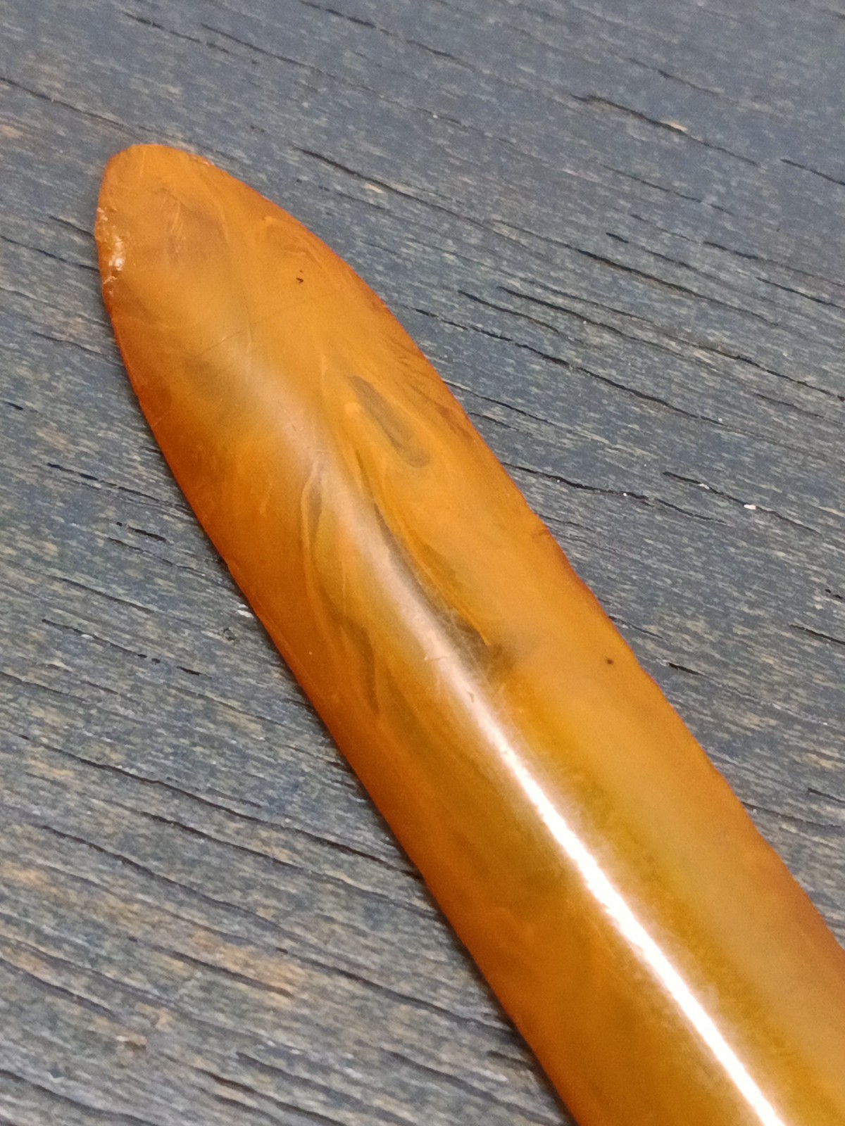 Vintage Butterscotch Bakelite Catalin Letter Opener Paper Knife Marbled 7