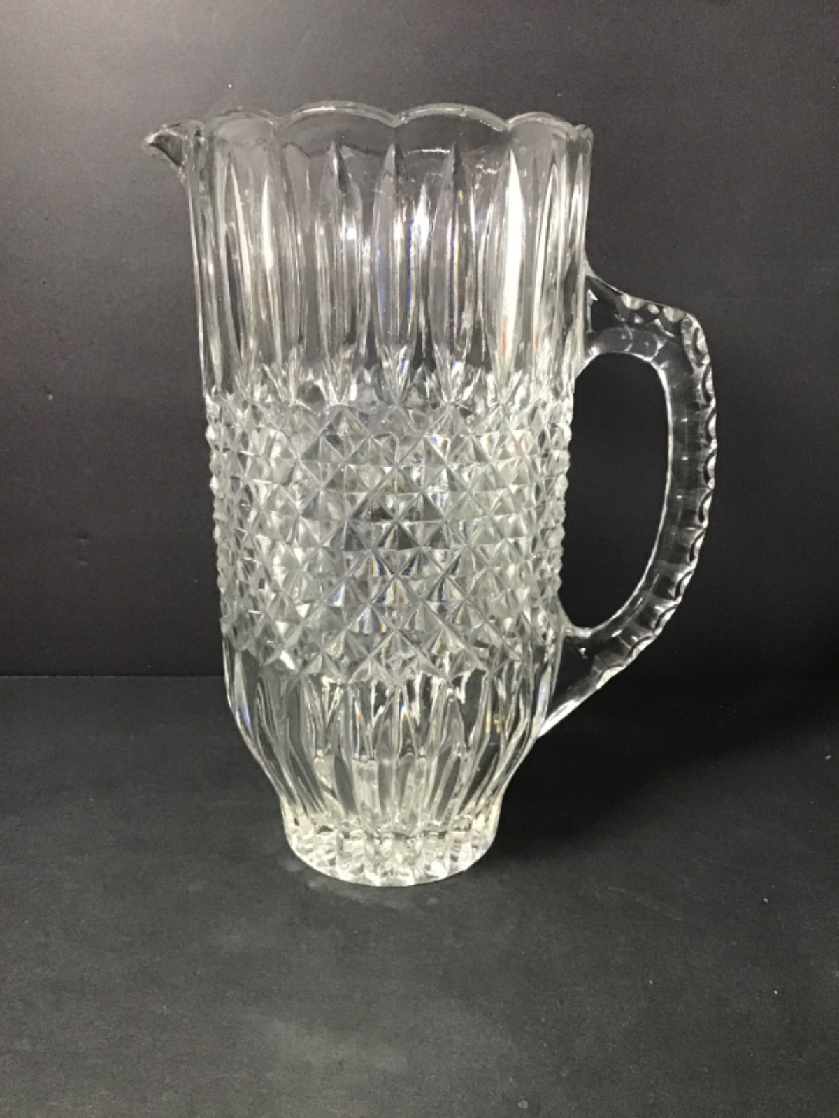 Lead Crystal Pitcher Diamond Cut Pattern 8 1/4 Lead Crystal Pitcher Diamond Cut Pattern 8 1/4