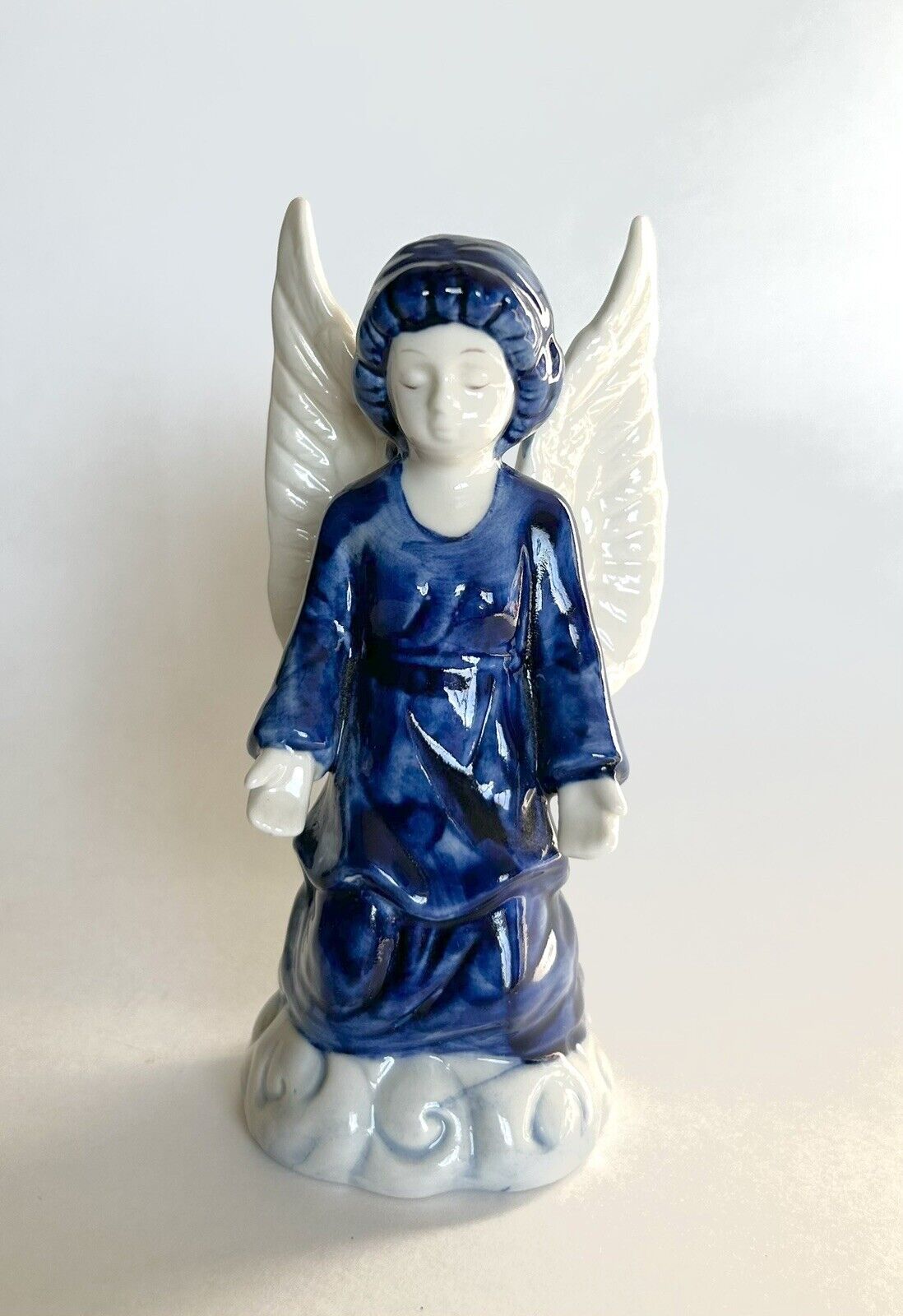 Delft Holland Cobalt Blue White Angel Porcelain Figurine Hand Painted Unique