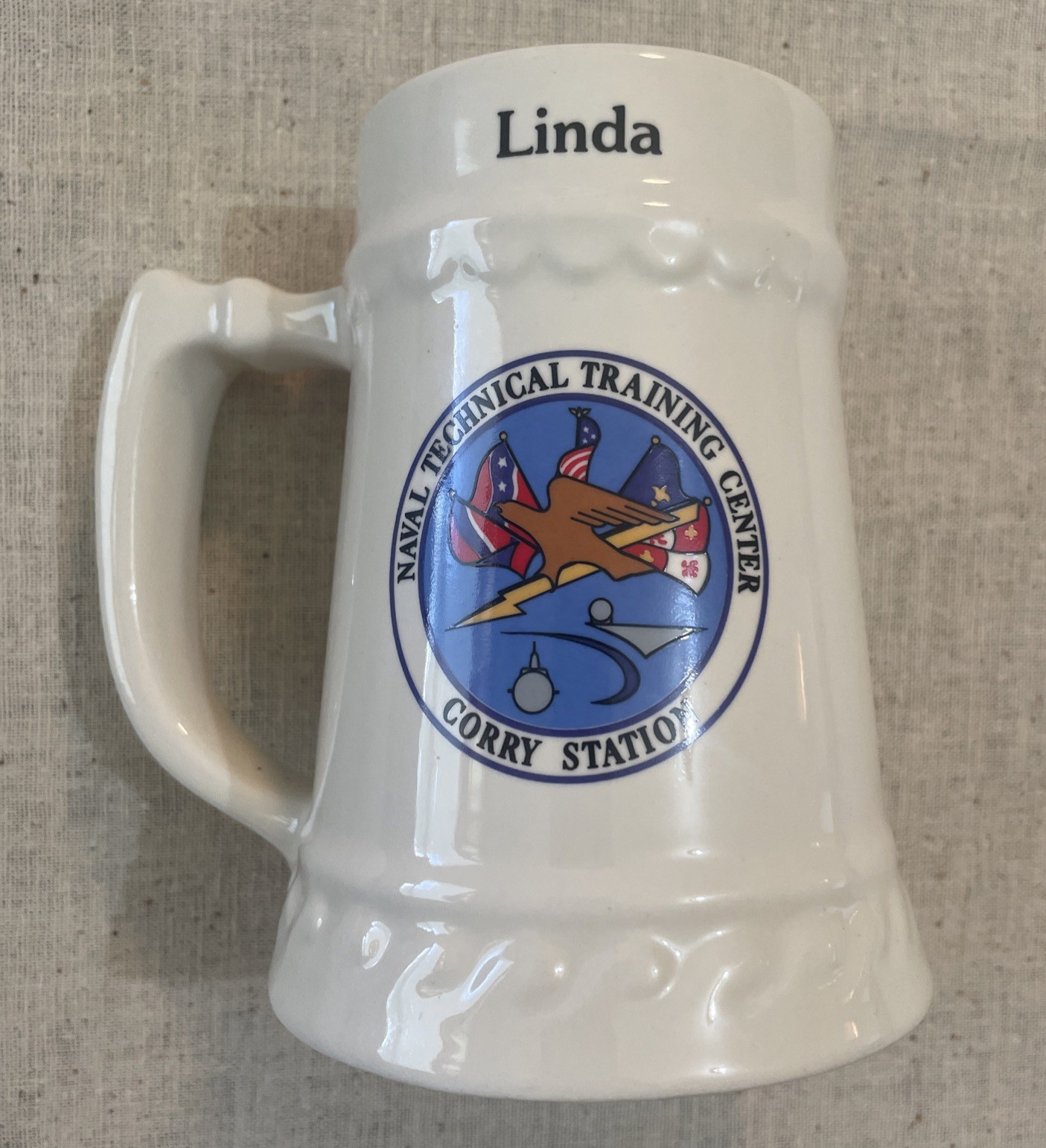 Vintage A&J Mug Shop US Navy NTTC Corry Station Pensacola Ceramic Stein 