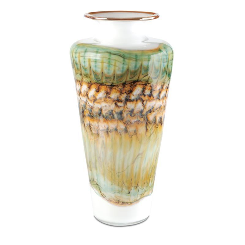 GartnerBlade Glass - Large White Strata Vase Urn - Cast Signed Gartner Blade