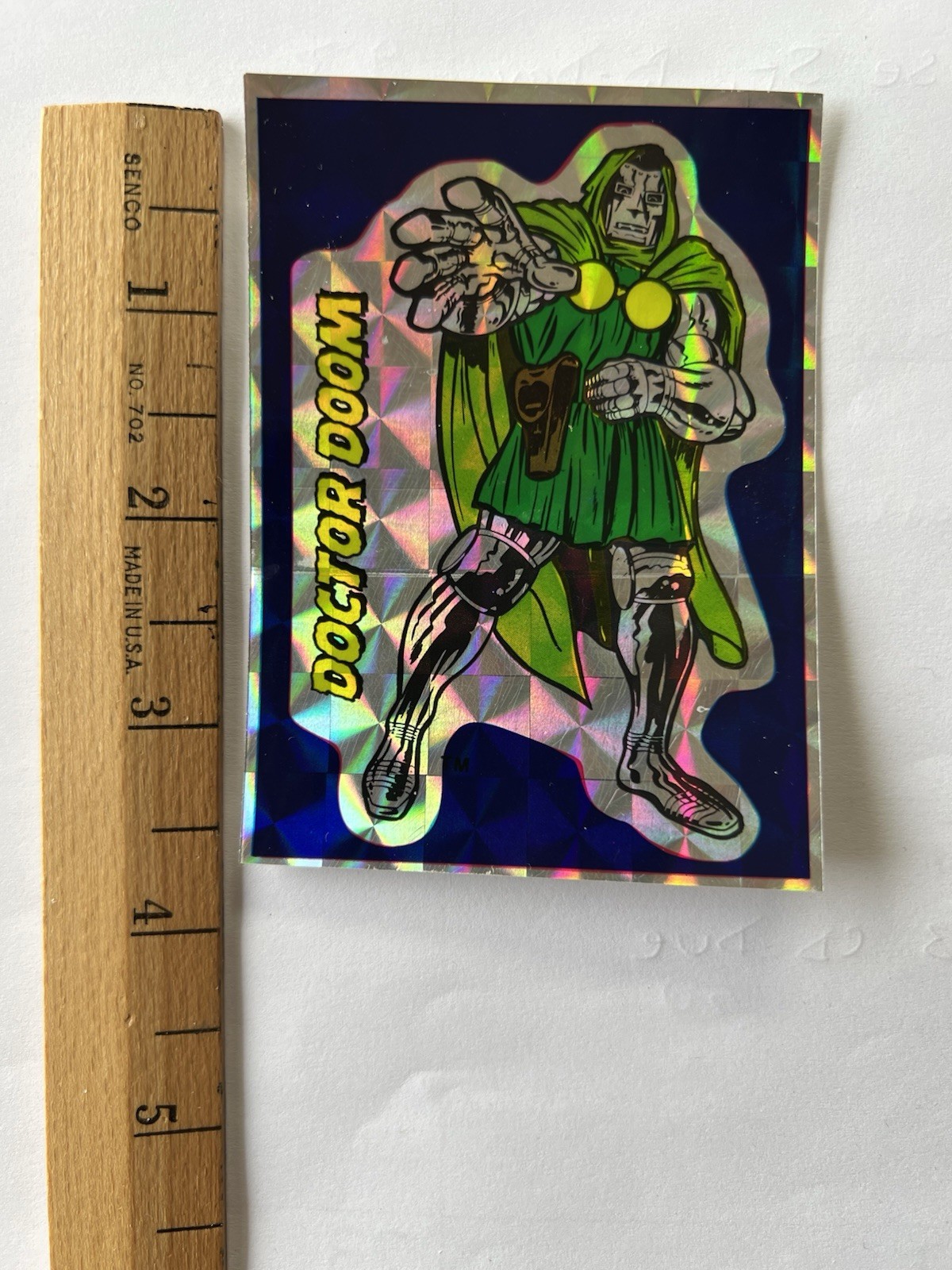  1980\'S DOCTOR DOOM  FOIL PRISM VENDING MACHINE STICKER BLANK BACK UNUSED A