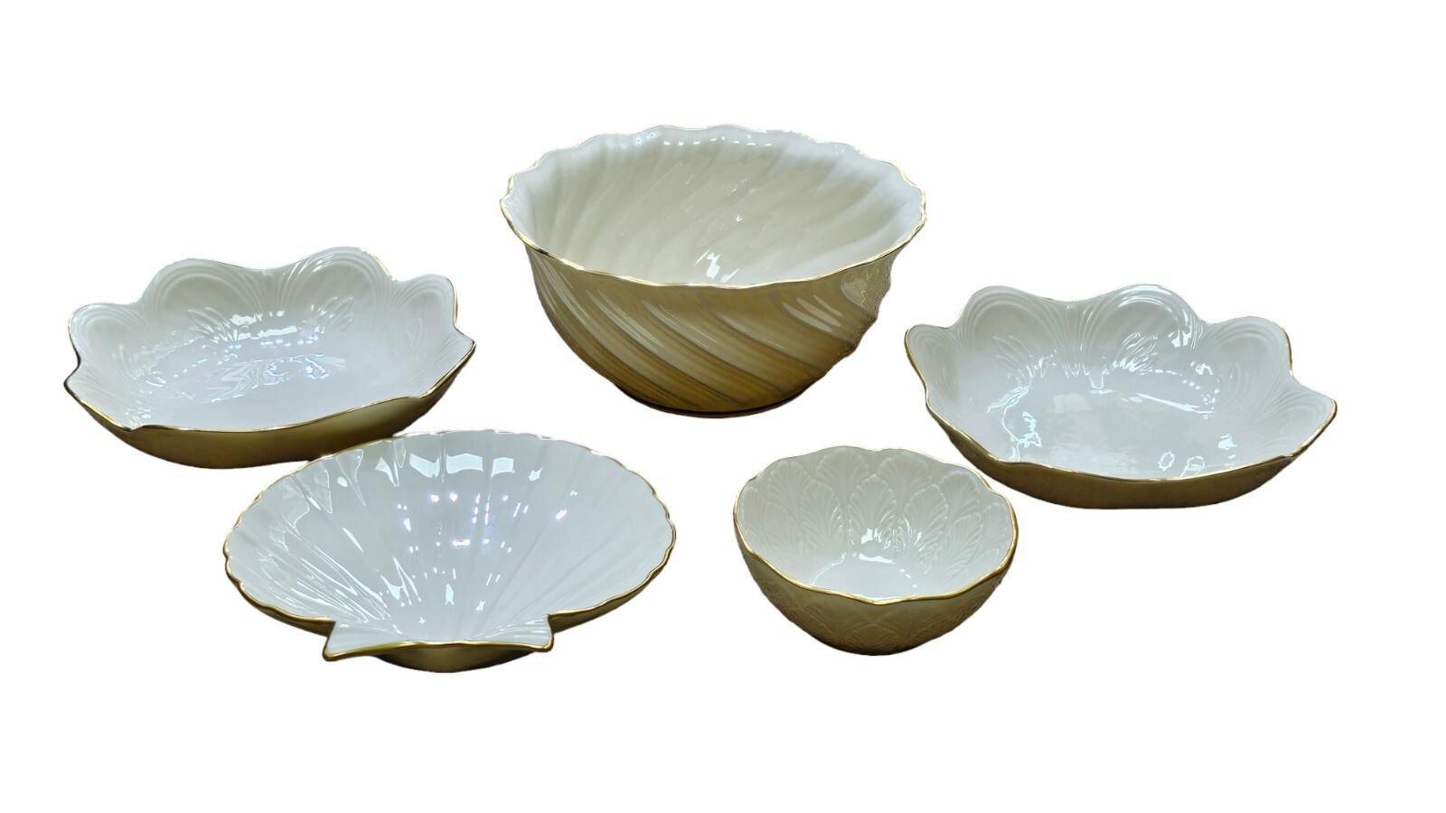 Lenox China Estate Lot 16 Pc 24K Gold Trim Bowls Holiday Candle Holders Belleek