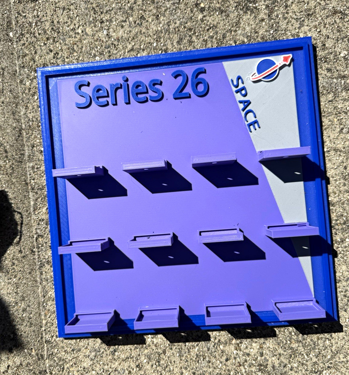 SPACE Series 26 CMF Display Stand/Board Purple Blue Gray w/ Peg/Shelf Slots 