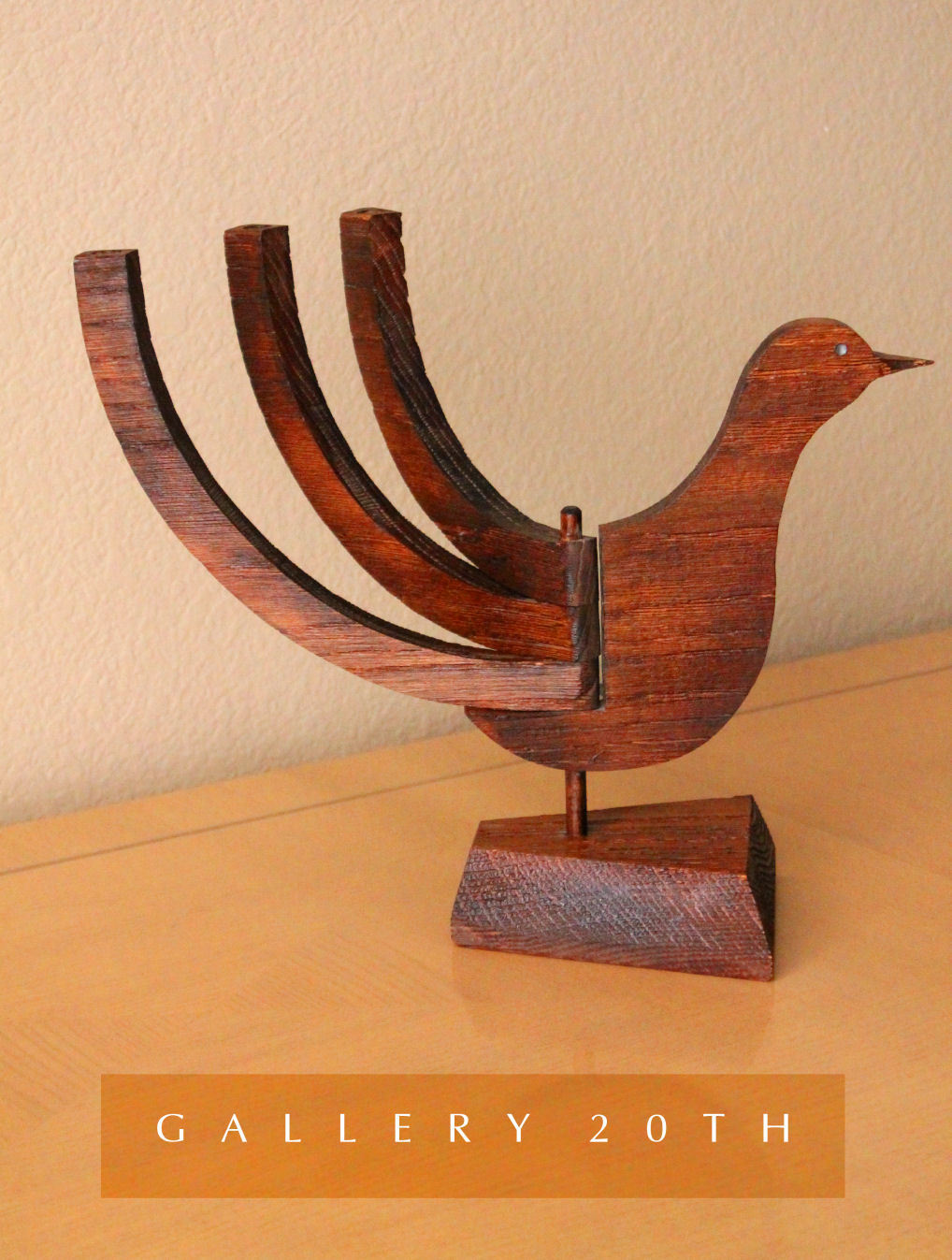 WOW REDWOOD BIRD SCULPTURE CANDLE HOLDER 50S ATOMIC 60S VTG MID CENTURY MODERN