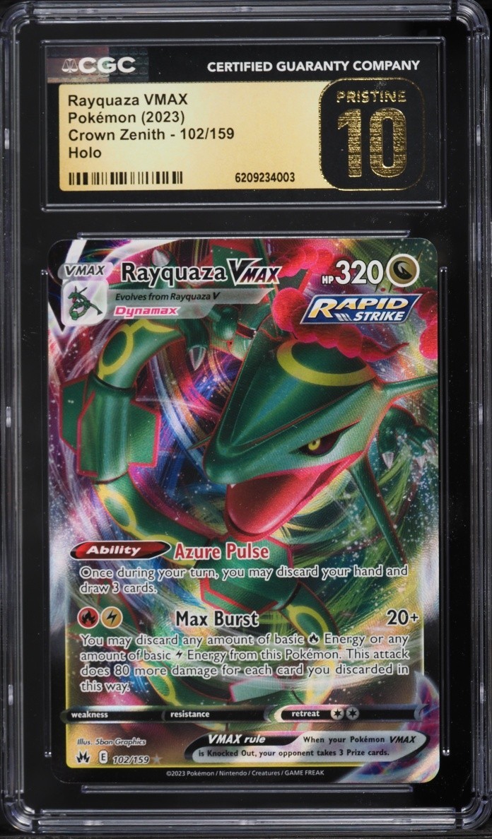 2023 RAYQUAZA VMAX HOLO #102/159 CROWN ZENITH CGC 10 PRISTINE