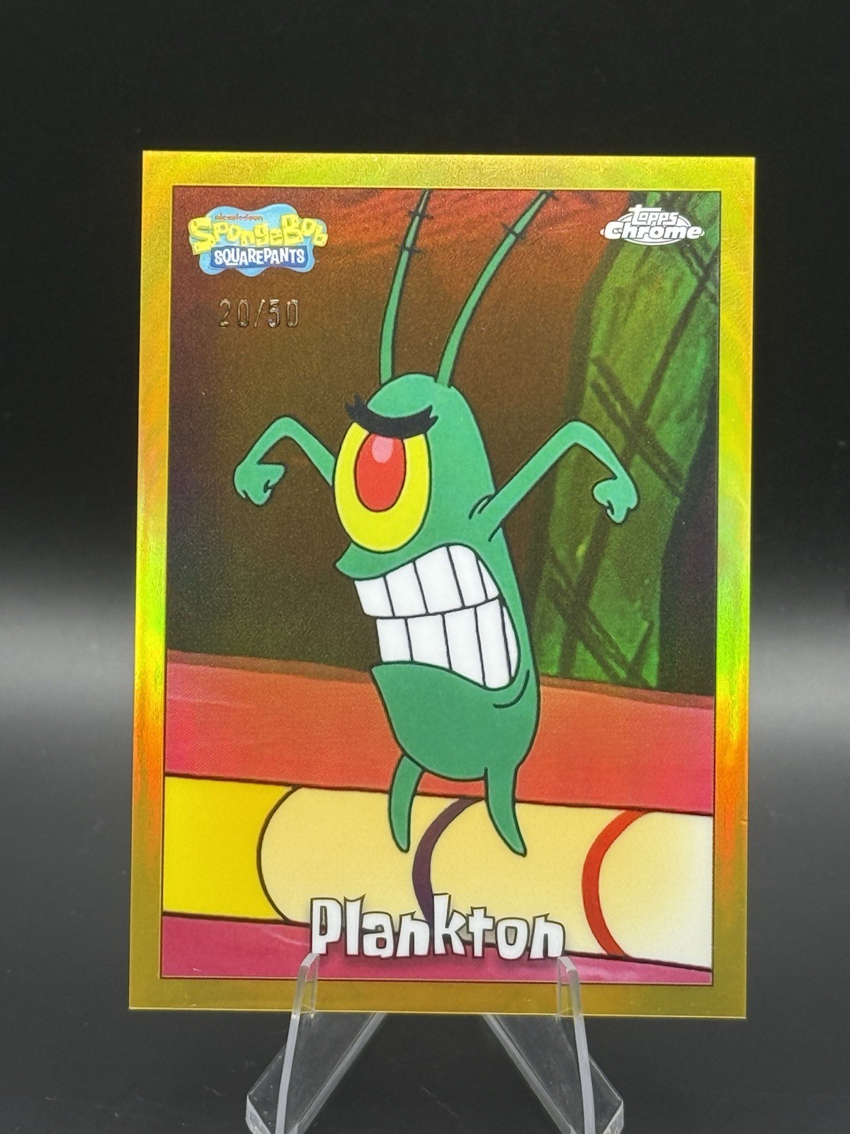 2025 Topps Chrome SpongeBob #29 Plankton True Gold /50