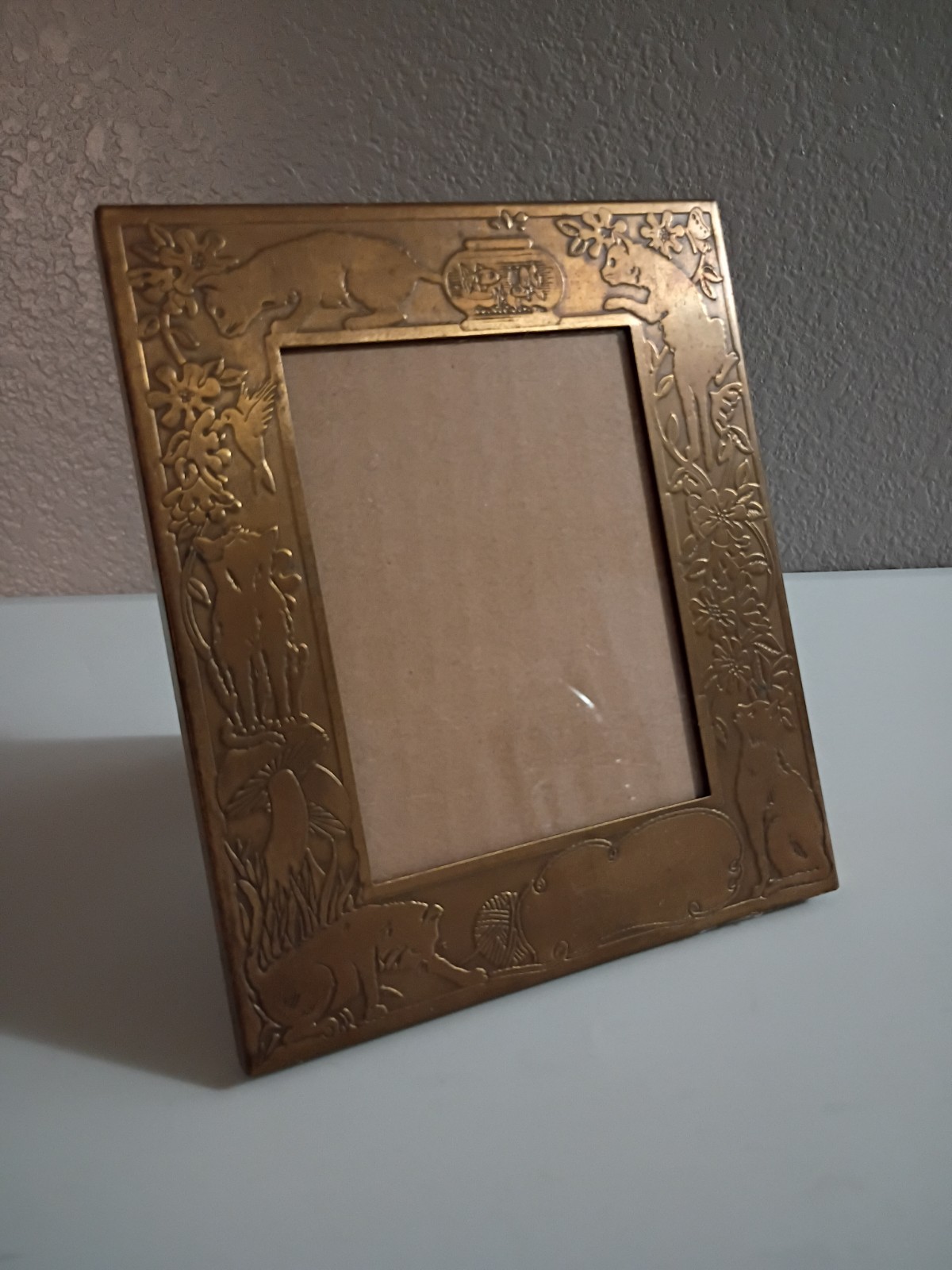 Vtg Carr Brass Art Nouveau Style Cat Frame Size 5