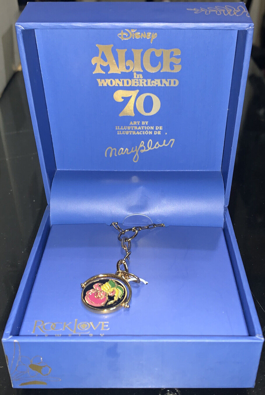 Disney RockLove Alice in Wonderland by Mary Blair Spinner Necklace Retail $250