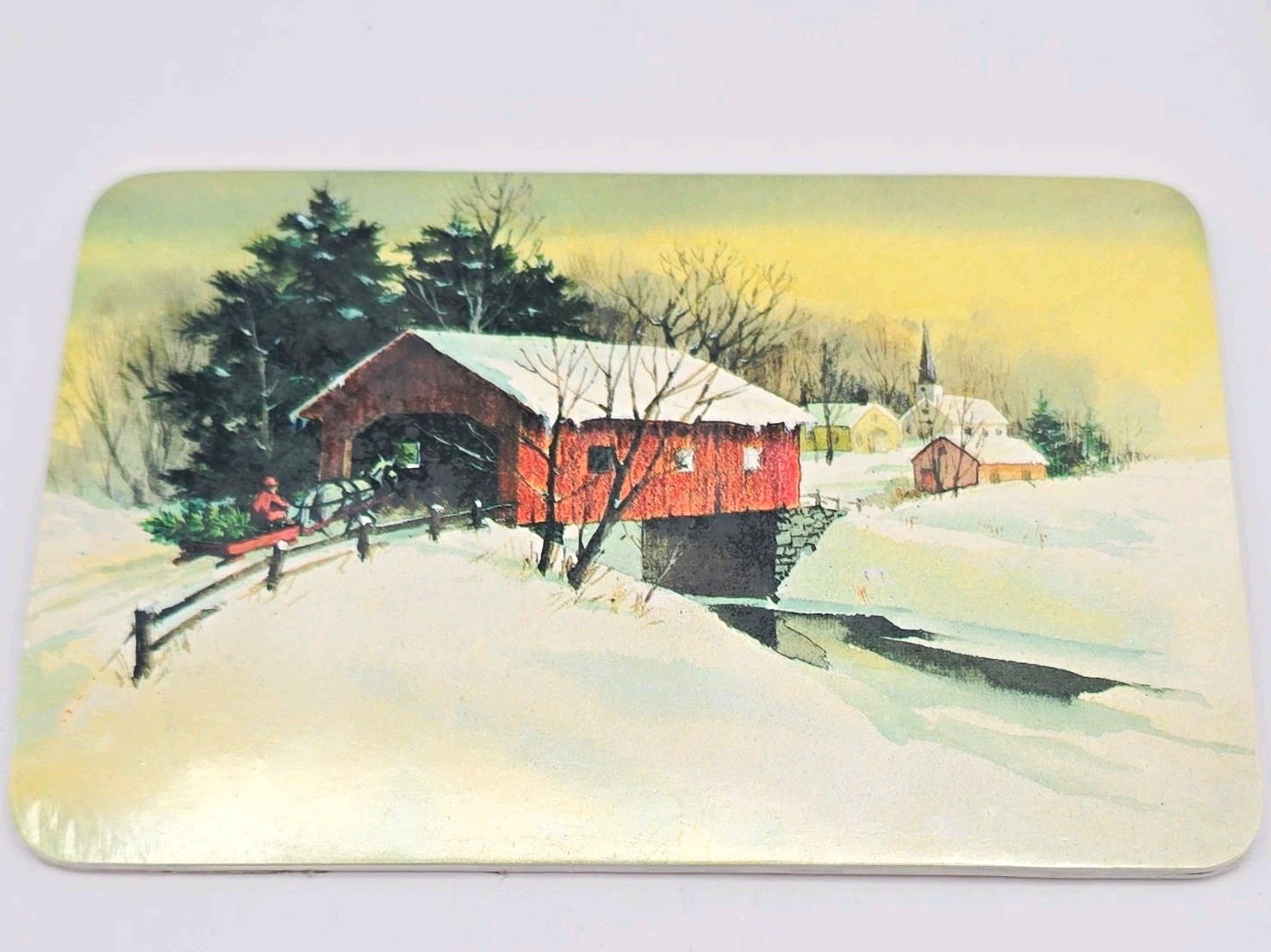 Smith-Western Vintage Sealed Christmas Post Card Winter Covered Bridge  USA