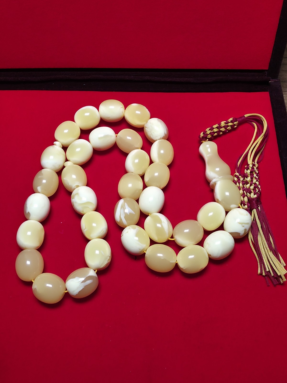 Amber Dust Misbaha 33 Beads 13x16mm Islamic Prayer Beads Unique Collectible.