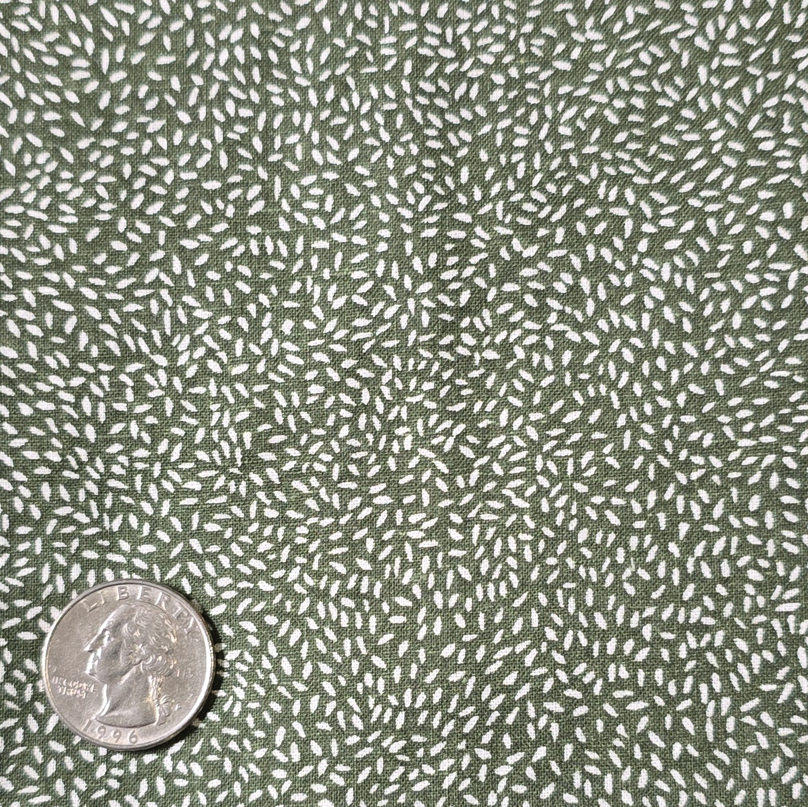 Vintage Olive Green Tossed Dash Print Cotton Fabric 51\