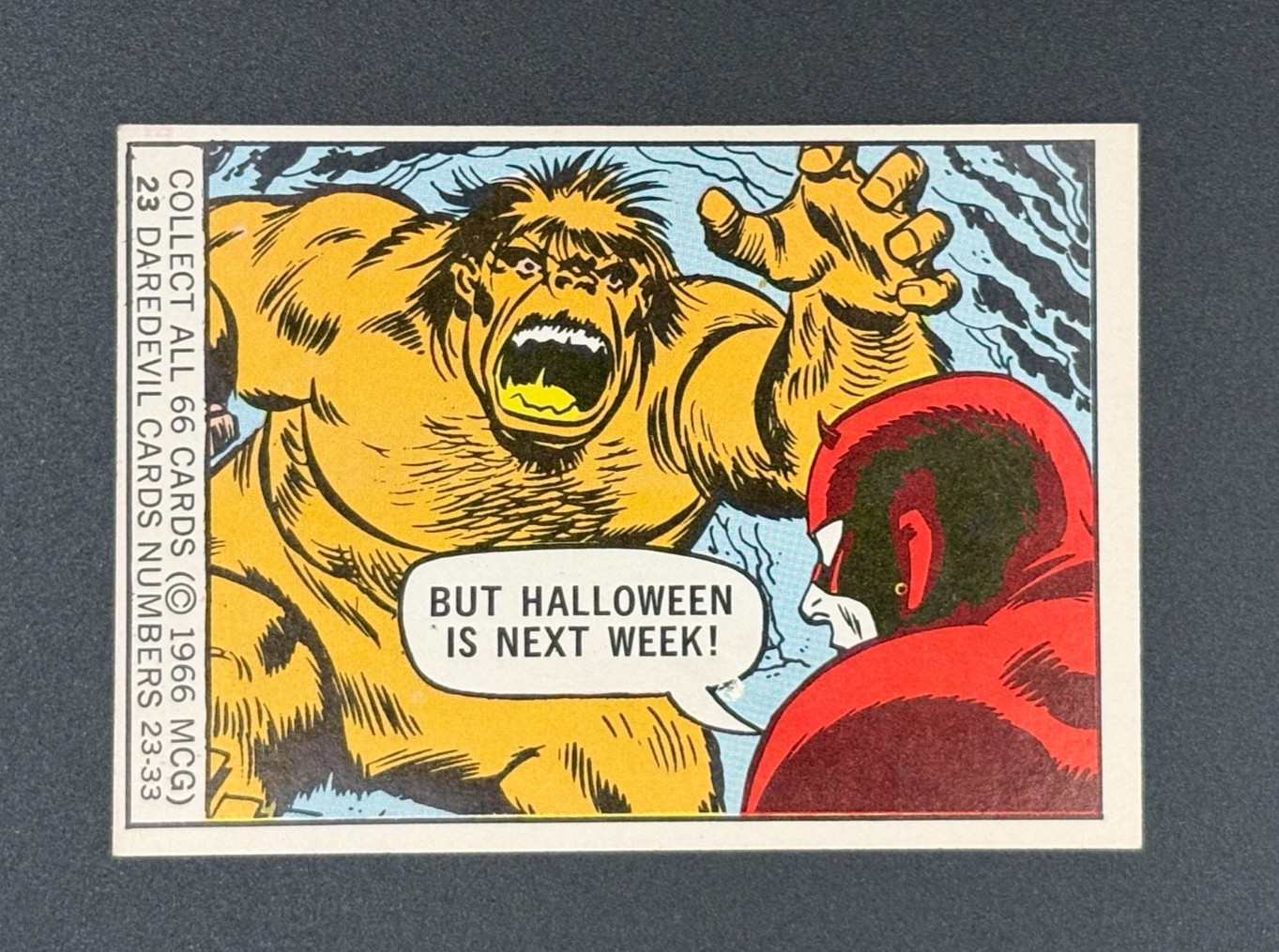 1966 Donruss Marvel Super Heroes DAREDEVIL ROOKIE CARD #23 Kite Halloween Spider 1966 Donruss Marvel Super Heroes DAREDEVIL ROOKIE CARD #23 Kite Halloween Spider