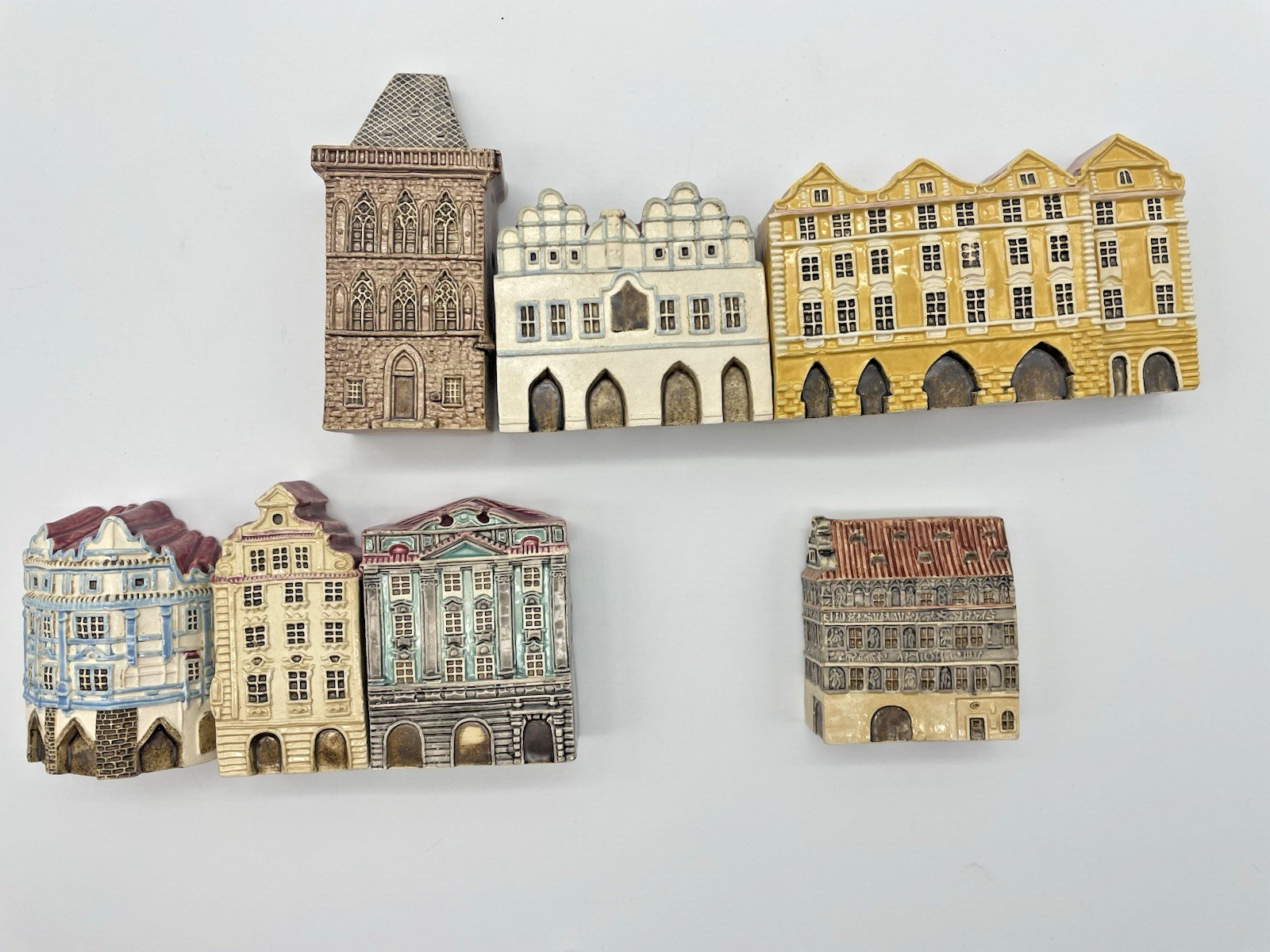 Prague Old Town Square, White Unicorn, Tyns School, Townhouses, Praha, Set of 7 Prague Old Town Square, White Unicorn, Tyns School, Townhouses, Praha, Set of 7