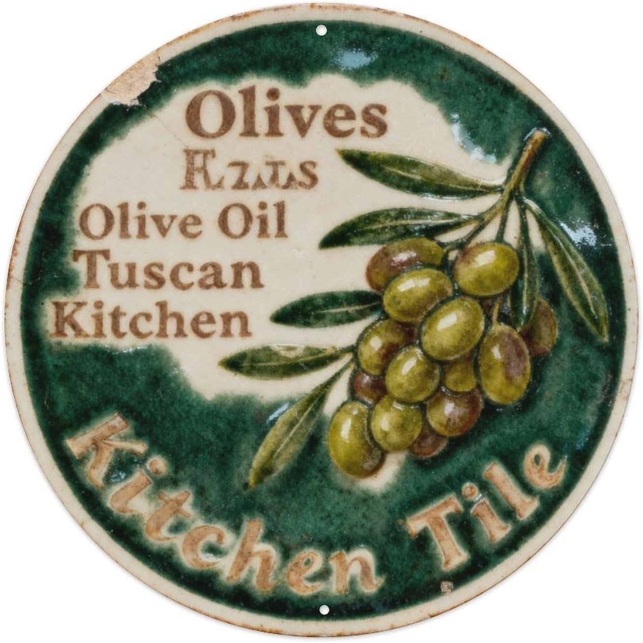 Tuscan Olive Oil Retro Ceramic Round Tin Metal Signs Home Décor Plaque Wall for