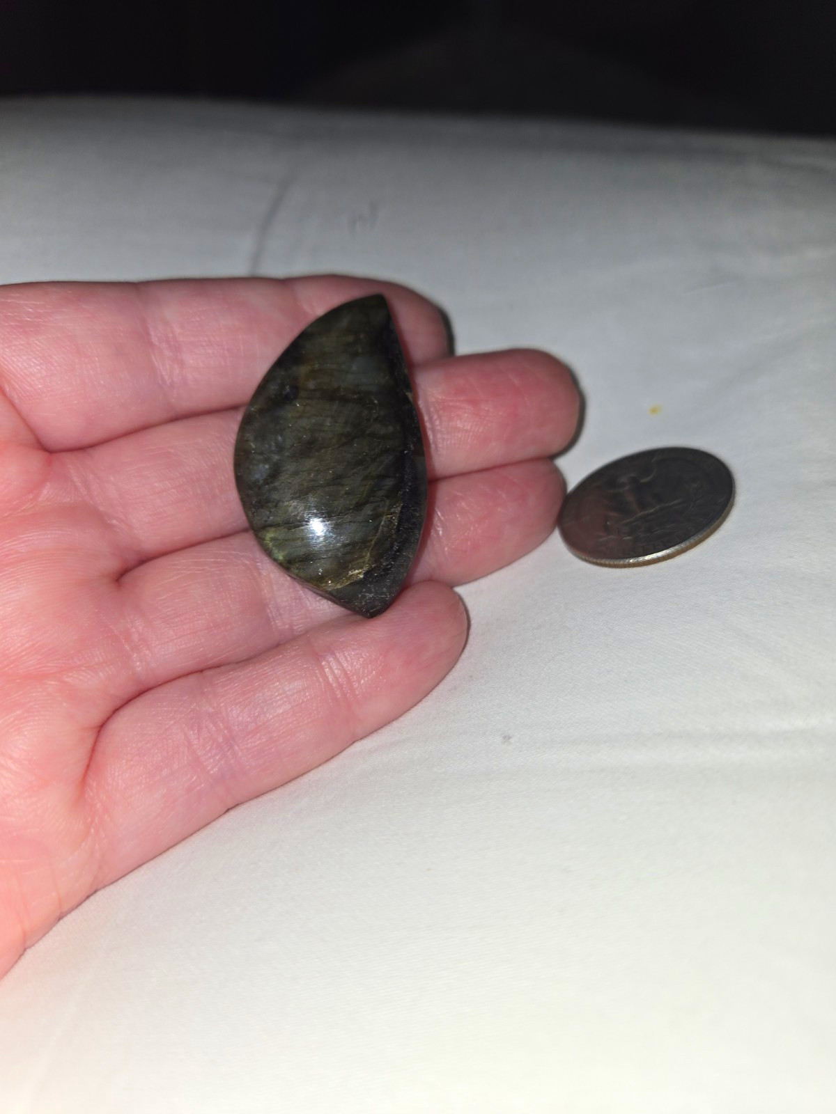 1pc Polished Pear Cabochon Loose Gemstone Opaque Dark Gray/Black Stone