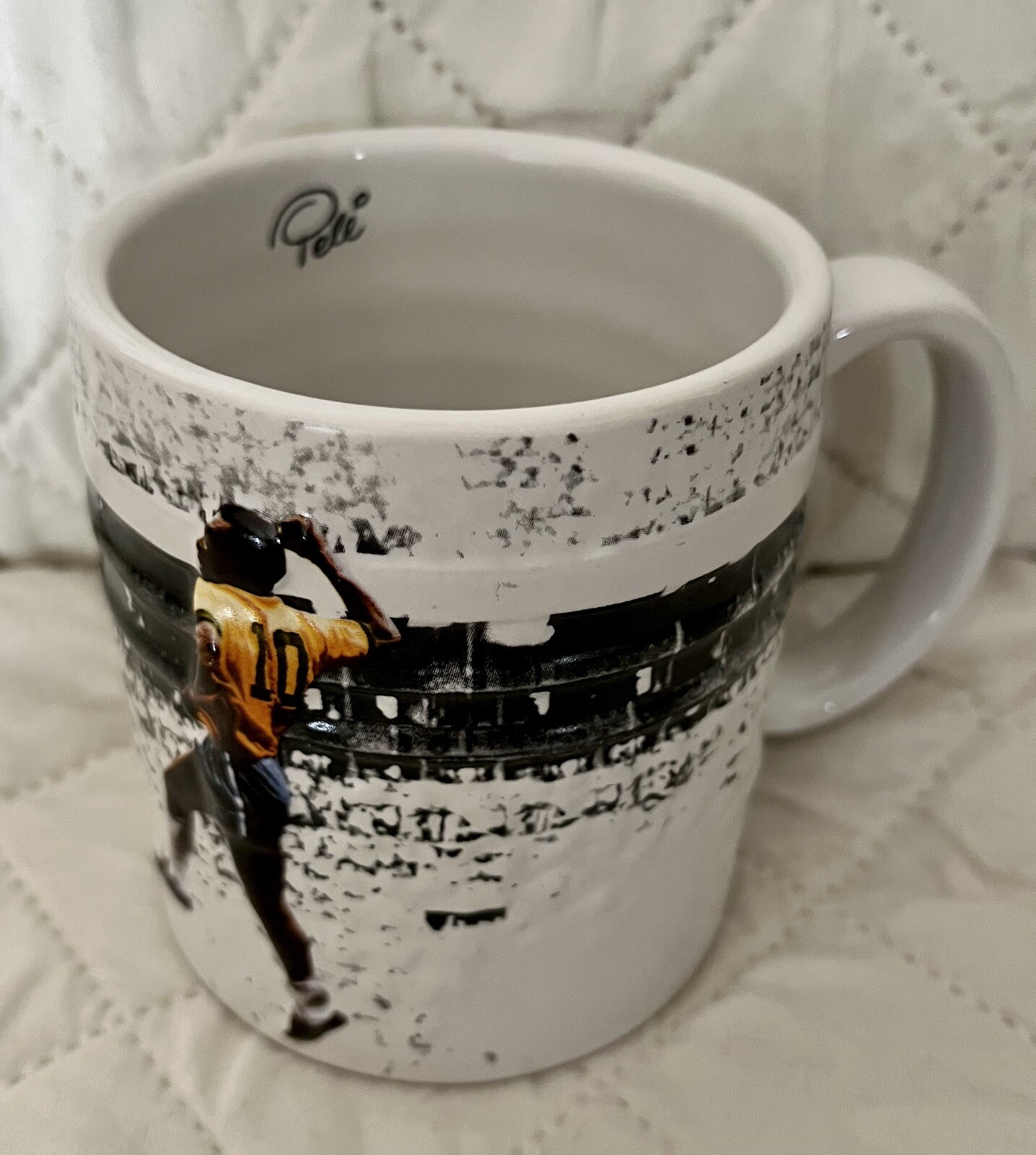 Pele Prime Raised Brazil Soccer Coffee Mug Tea Cup Embossed Brasil Futebol