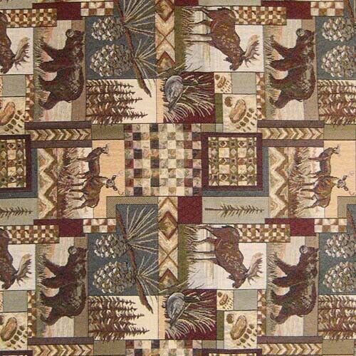 Peters Cabin Moose Upholstery Fabric Mountain Lodge Rustic Tapestry 
