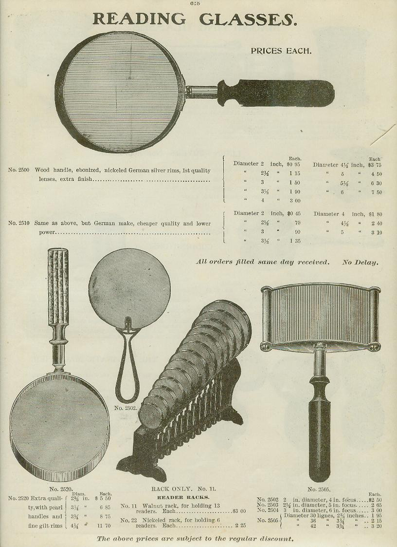 Catalog Page Ad Reading Glasses Magnifying Brass Coddingtons Aplanatic  1907