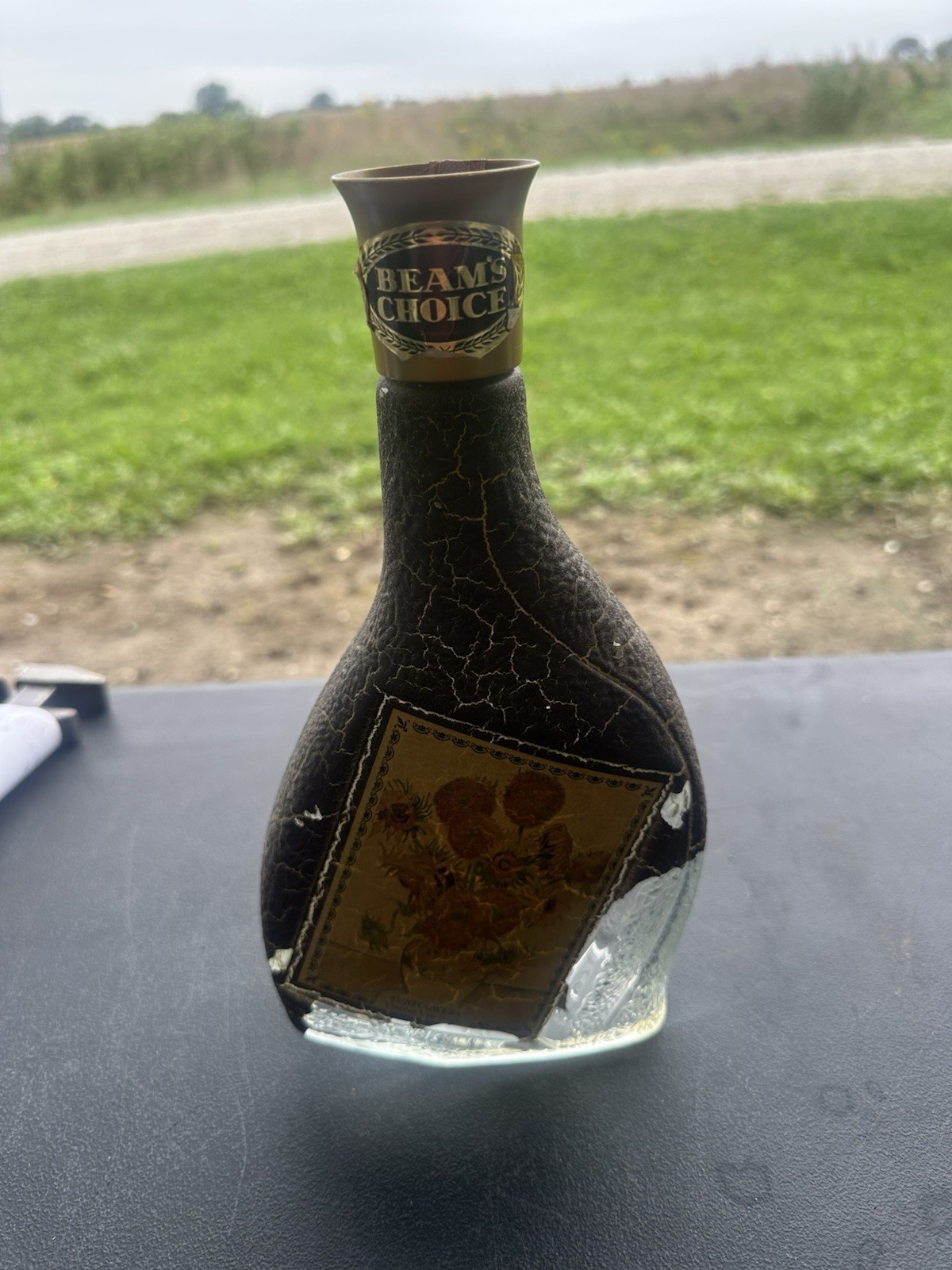 Vintage 1969 Jim Beam's Choice Decanter Sunflowers Van Gogh Vol IV Empty Bottle