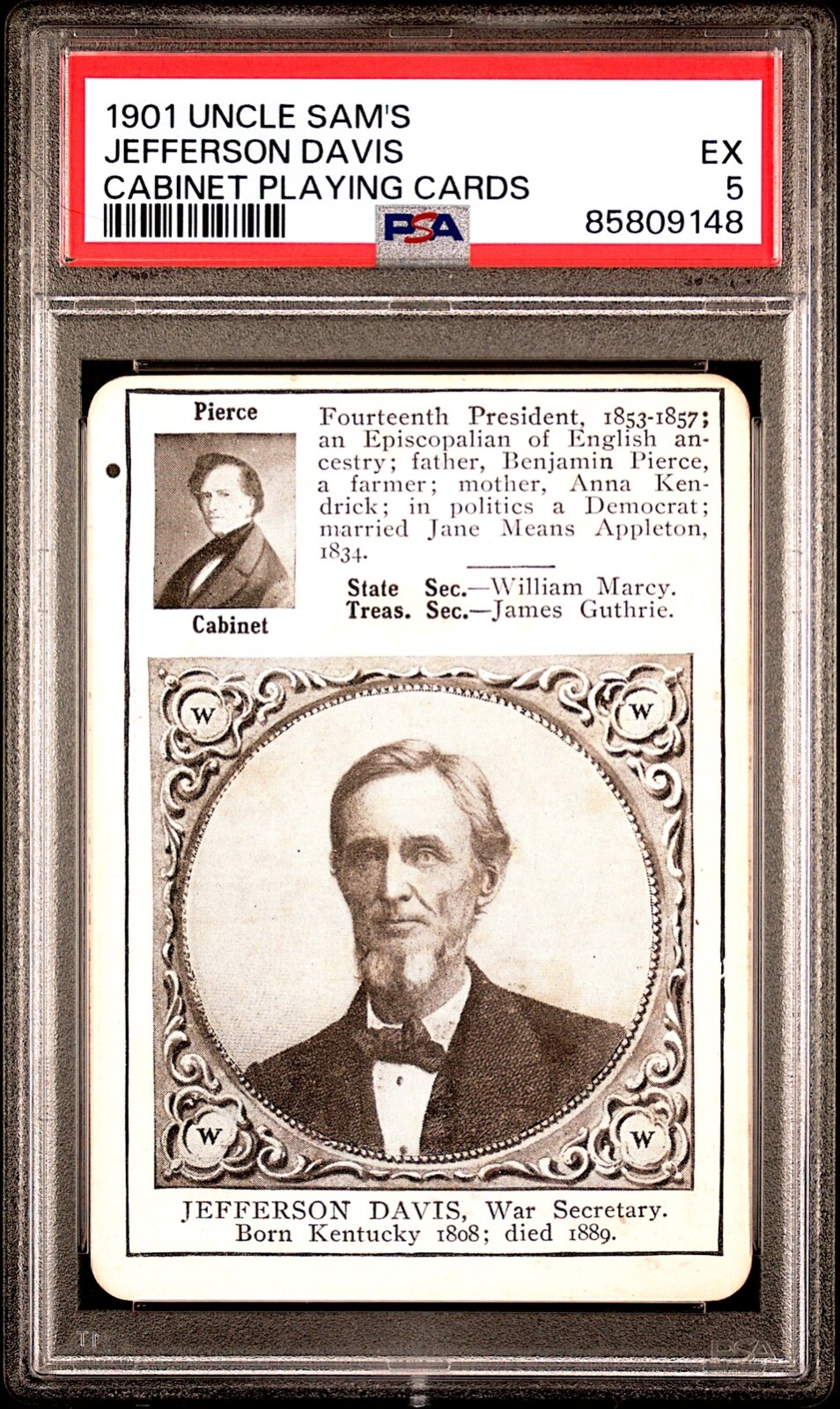 1901 Uncle Sam's Cabinet Cards Jefferson Davis PSA 5 **Confederate President** 1901 Uncle Sam's Cabinet Cards Jefferson Davis PSA 5 **Confederate President**