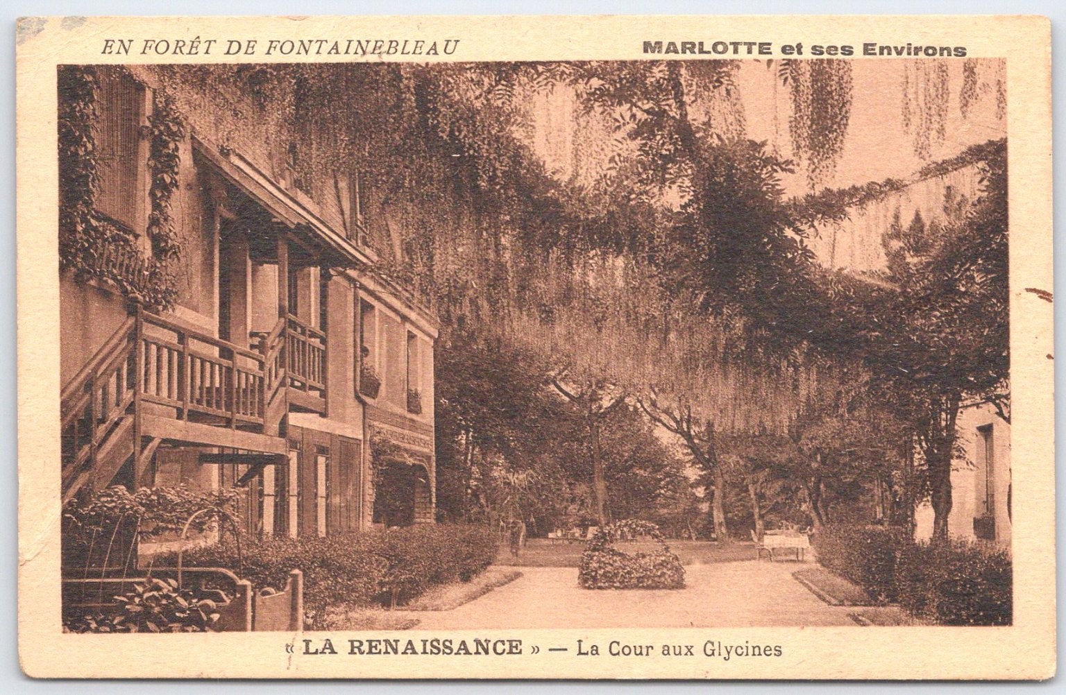 Vintage La Renaissance La Cour aux Glycines Fontainebleau France Postcard Vintage La Renaissance La Cour aux Glycines Fontainebleau France Postcard