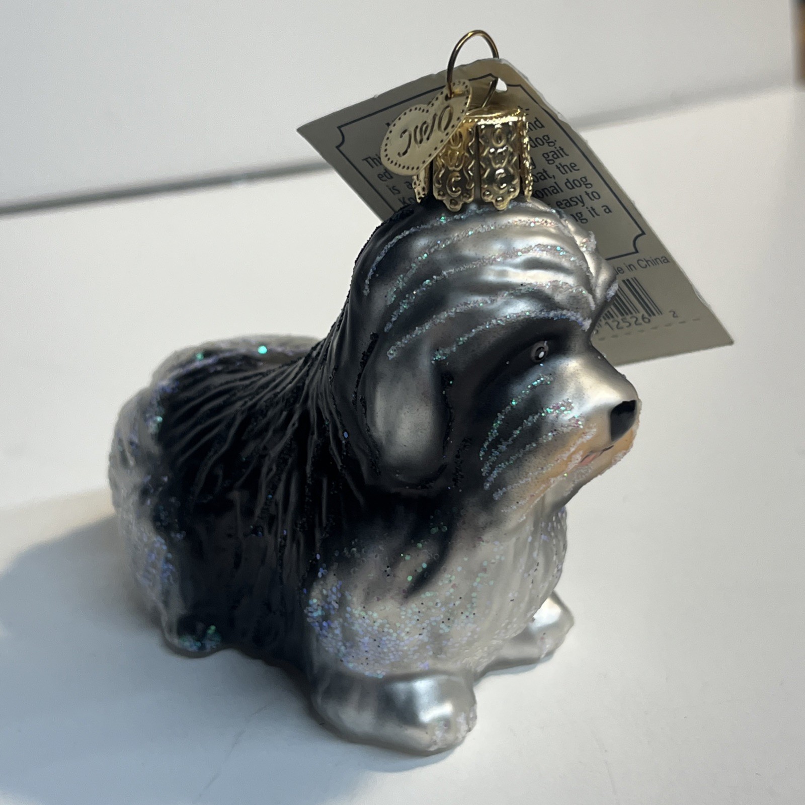 2019 Old World Christmas Glass Havanese Dog Ornament Black White with Glitter 2019 Old World Christmas Glass Havanese Dog Ornament Black White with Glitter