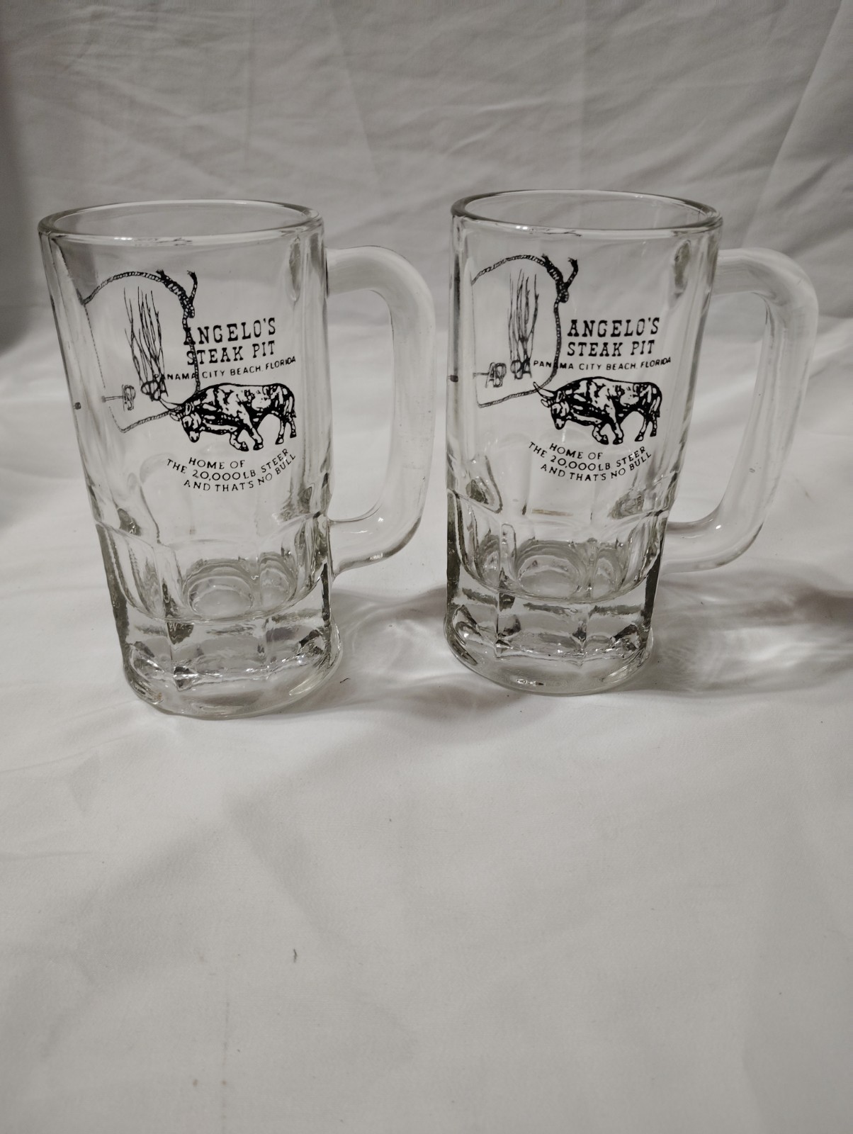  Vintage Angelo\'s Steak Pit Panama City Beach FL Glass Beer Mug...
