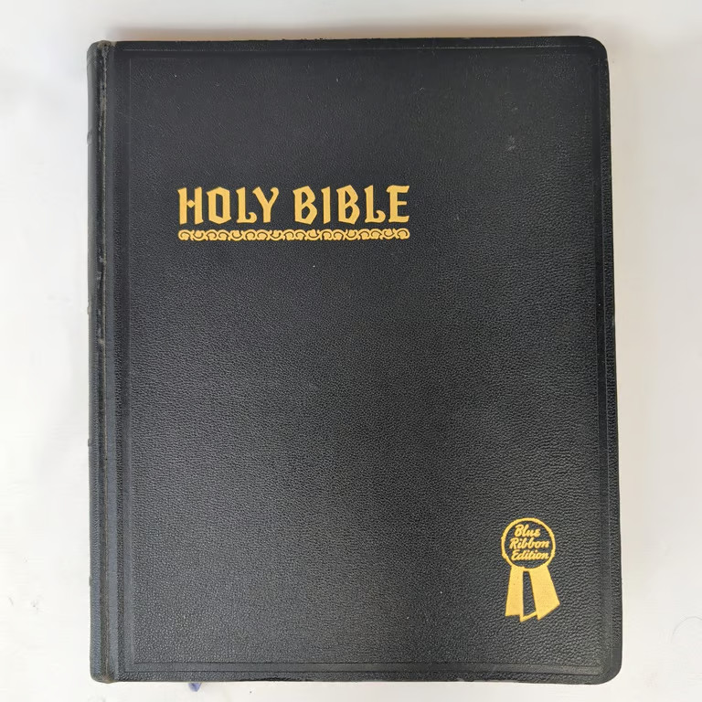Vintage 1948 Hertel Holy Bible Blue Ribbon Edition KJV Red Letter Black From Vintage 1948 Hertel Holy Bible Blue Ribbon Edition KJV Red Letter Black From