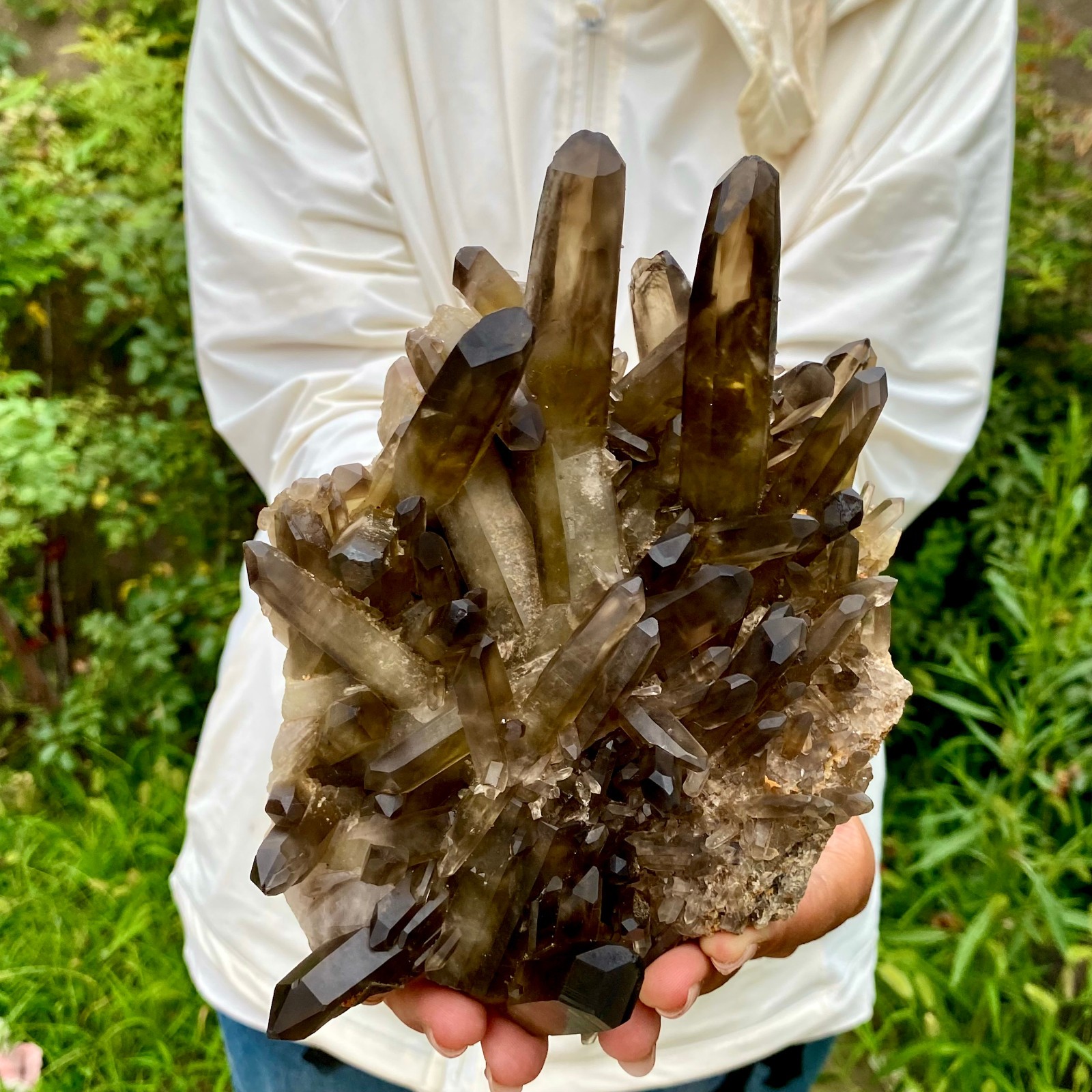 3.3LB  Natural quartz obelisk smoked yellow crystal pillar energy