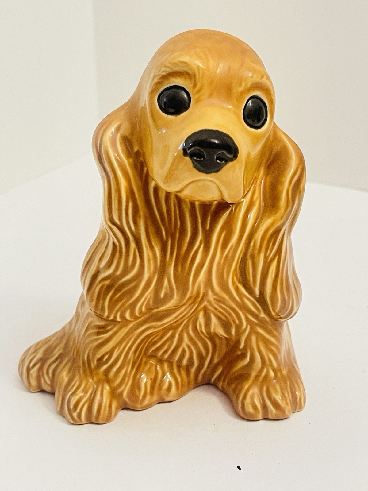 Vintage Ceramic Cocker Spaniel Brown Blonde Adorable Sad Dog Puppy