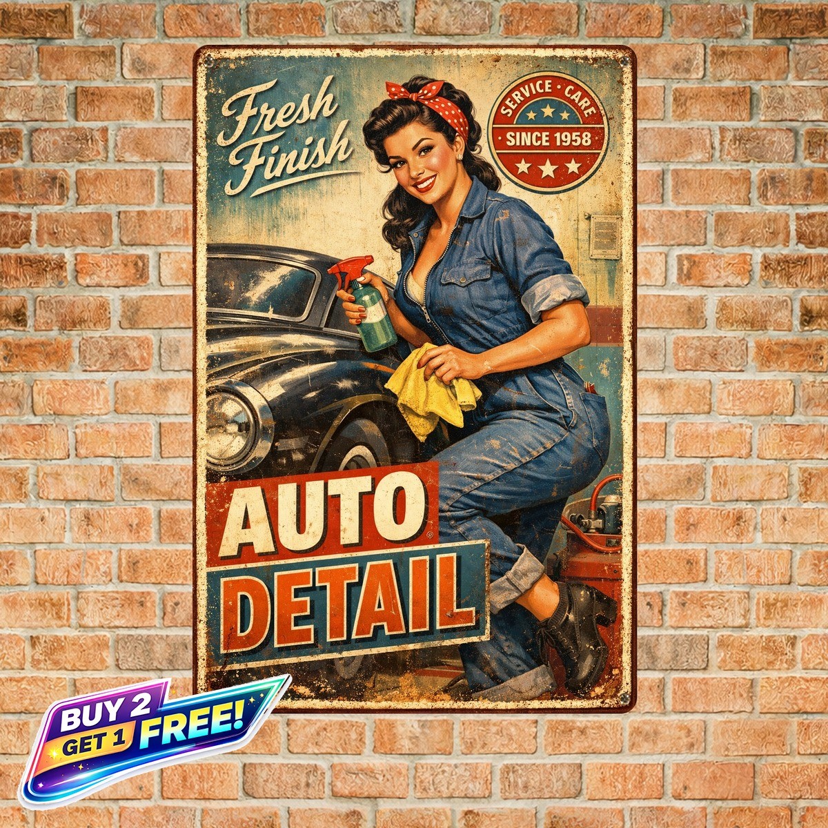 Retro Garage Car Wash Sign 8x12 Inch Aluminum BanginPrints Vintage