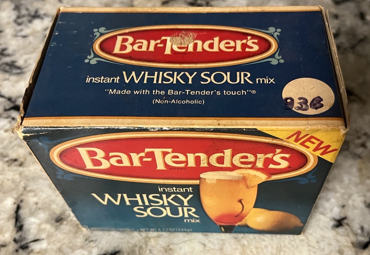 VTG 1960s UNOPENED SEALED BOX Bar-Tender’s Instant Whiskey Sour Mix Movie Prop