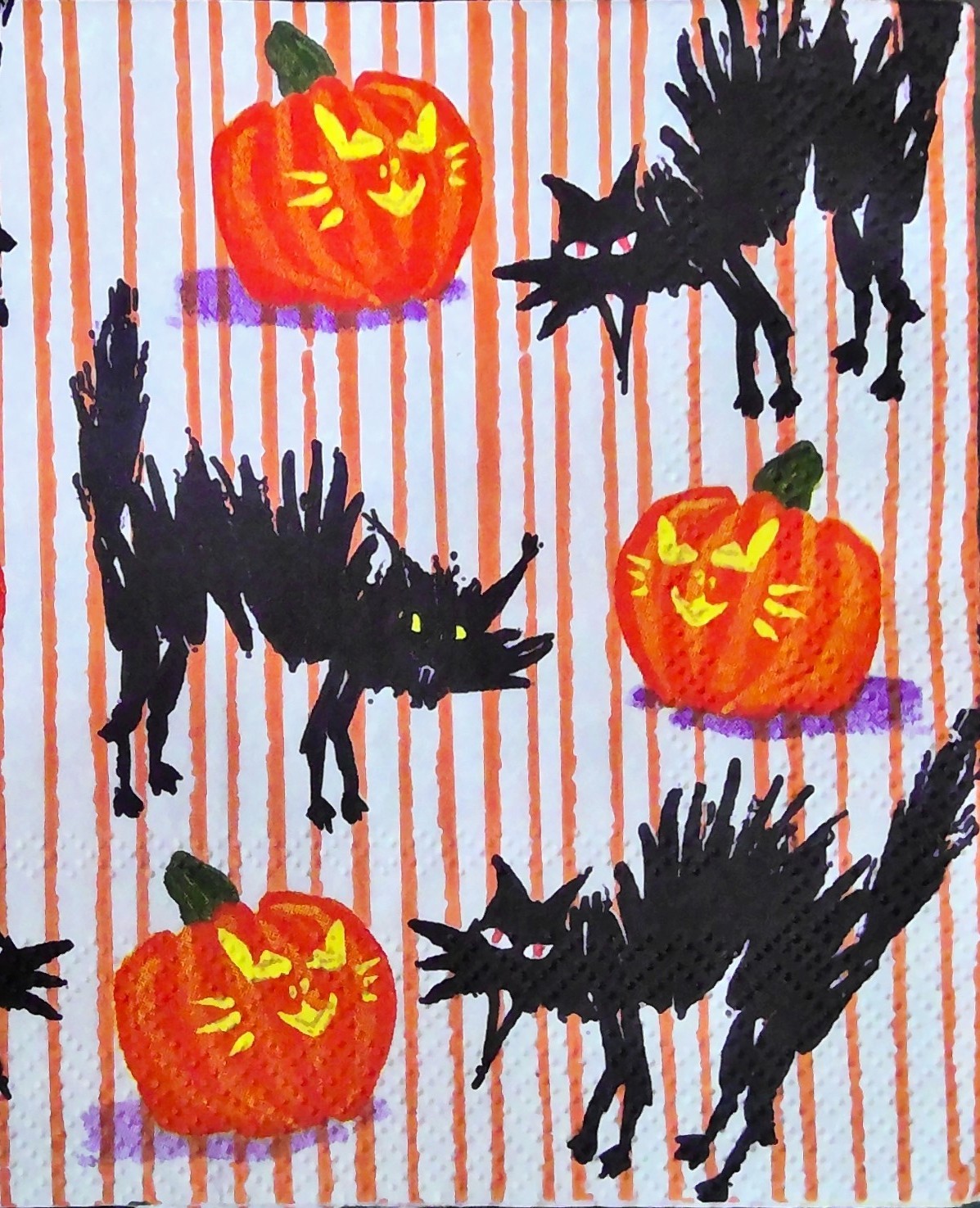 THREE (3) Paper COCKTAIL Decoupage Art Craft Napkins Halloween Cats & Pumpkins THREE (3) Paper COCKTAIL Decoupage Art Craft Napkins Halloween Cats & Pumpkins