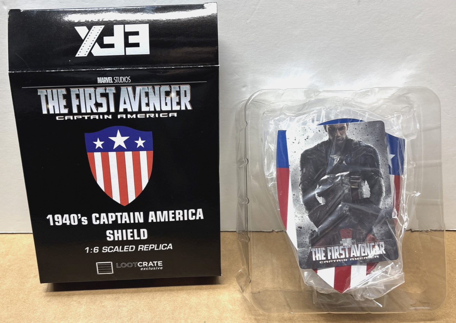 Marvel Captain America Shield 1:6 Scale Replica 1940s Stand Display Card NIB