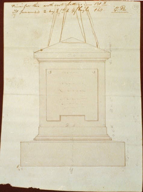 Charles Bulfinch Monument Architectural Drawing 1810s Front Elevation Sketch