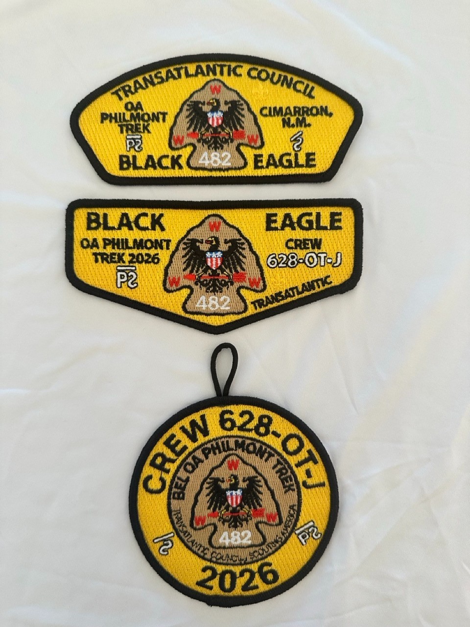 Black Eagle Lodge 482 Philmont Trek 2026 3-Patch Set Crew 628-OT-J - Lodge Treks