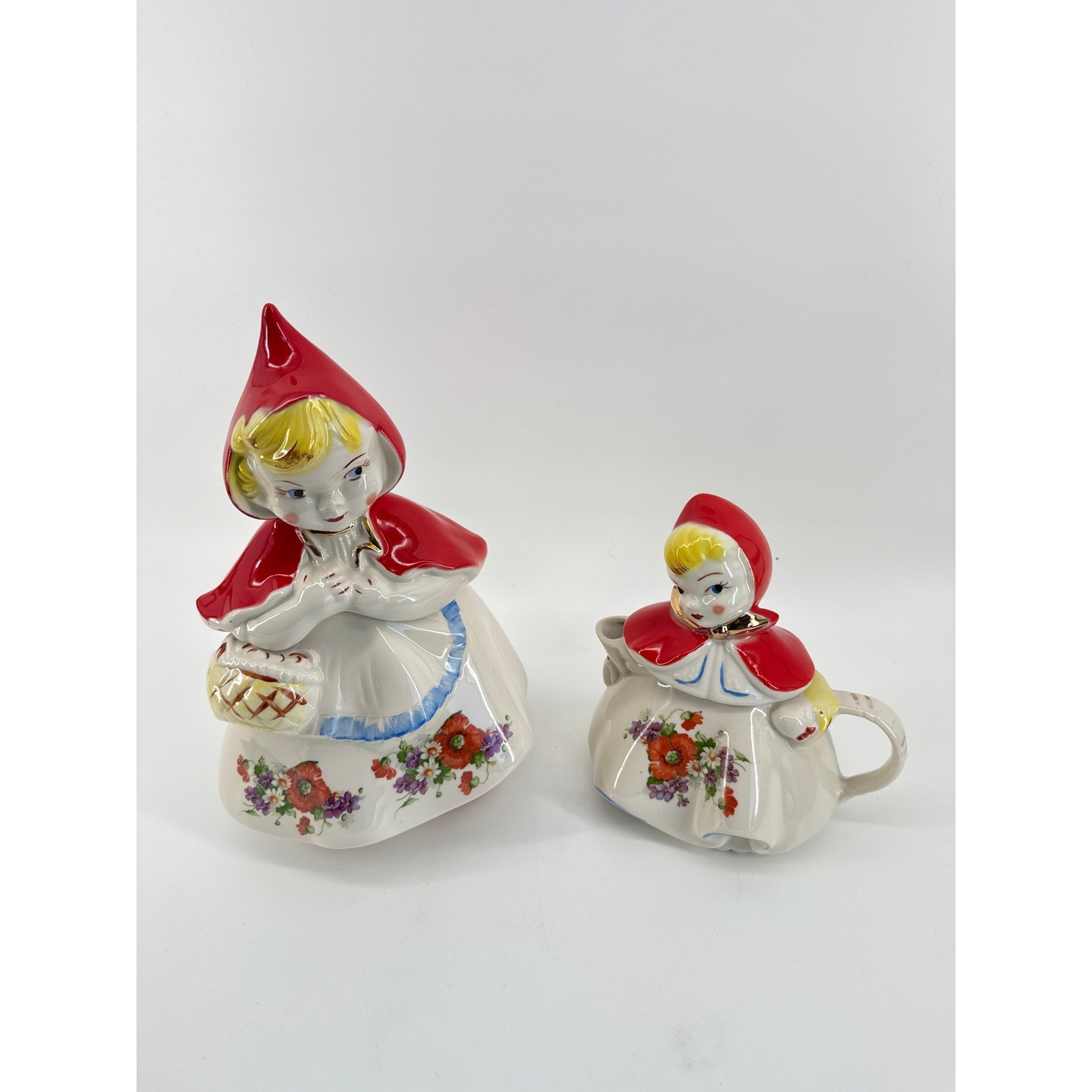 Vintage Hull Pottery Little Red Riding Hood Cookie Jar & Teapot Set USA 135889