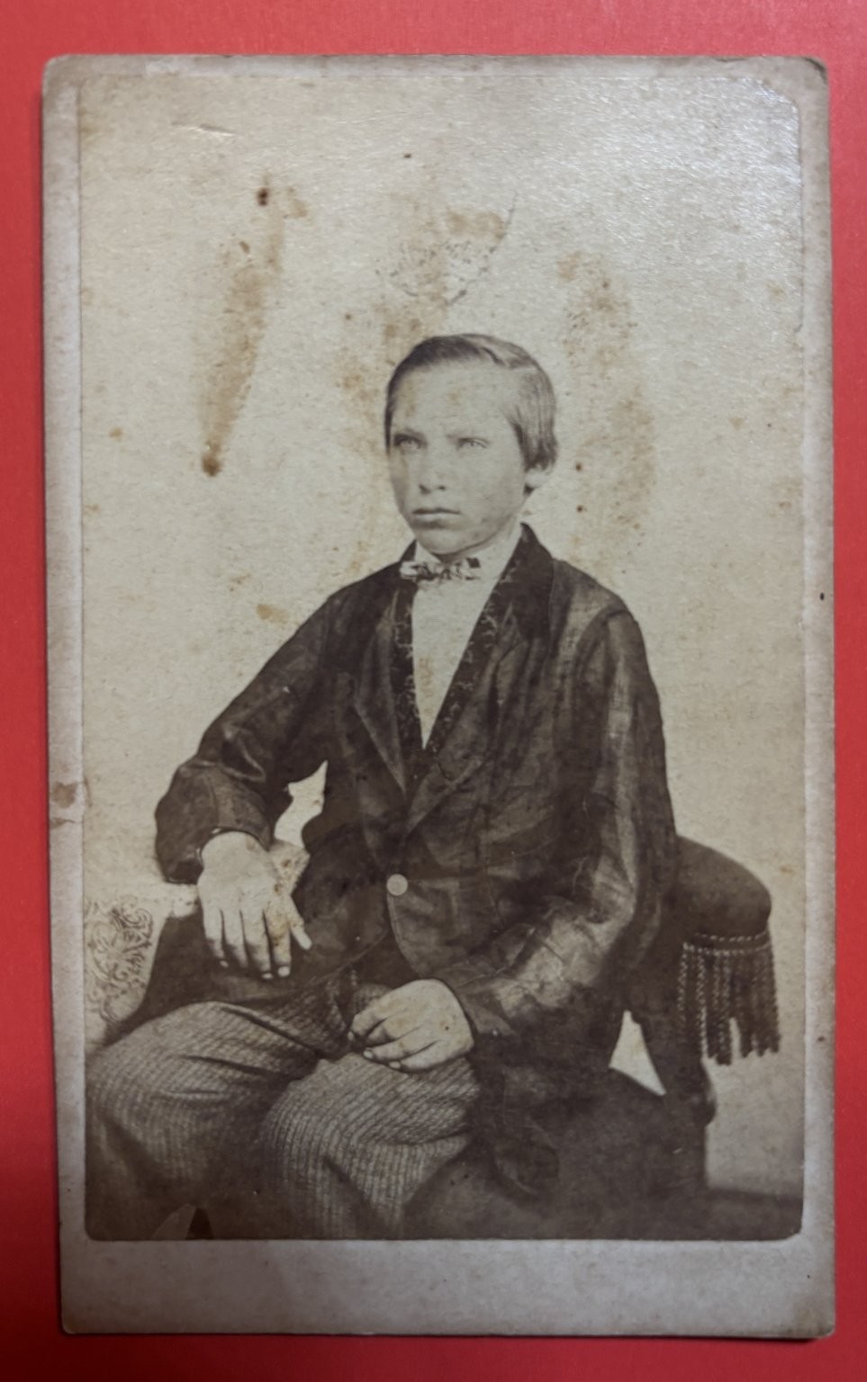 Antique H. W. Immke Princeton IL Photographer CDV Carte de Visite Boy Portrait