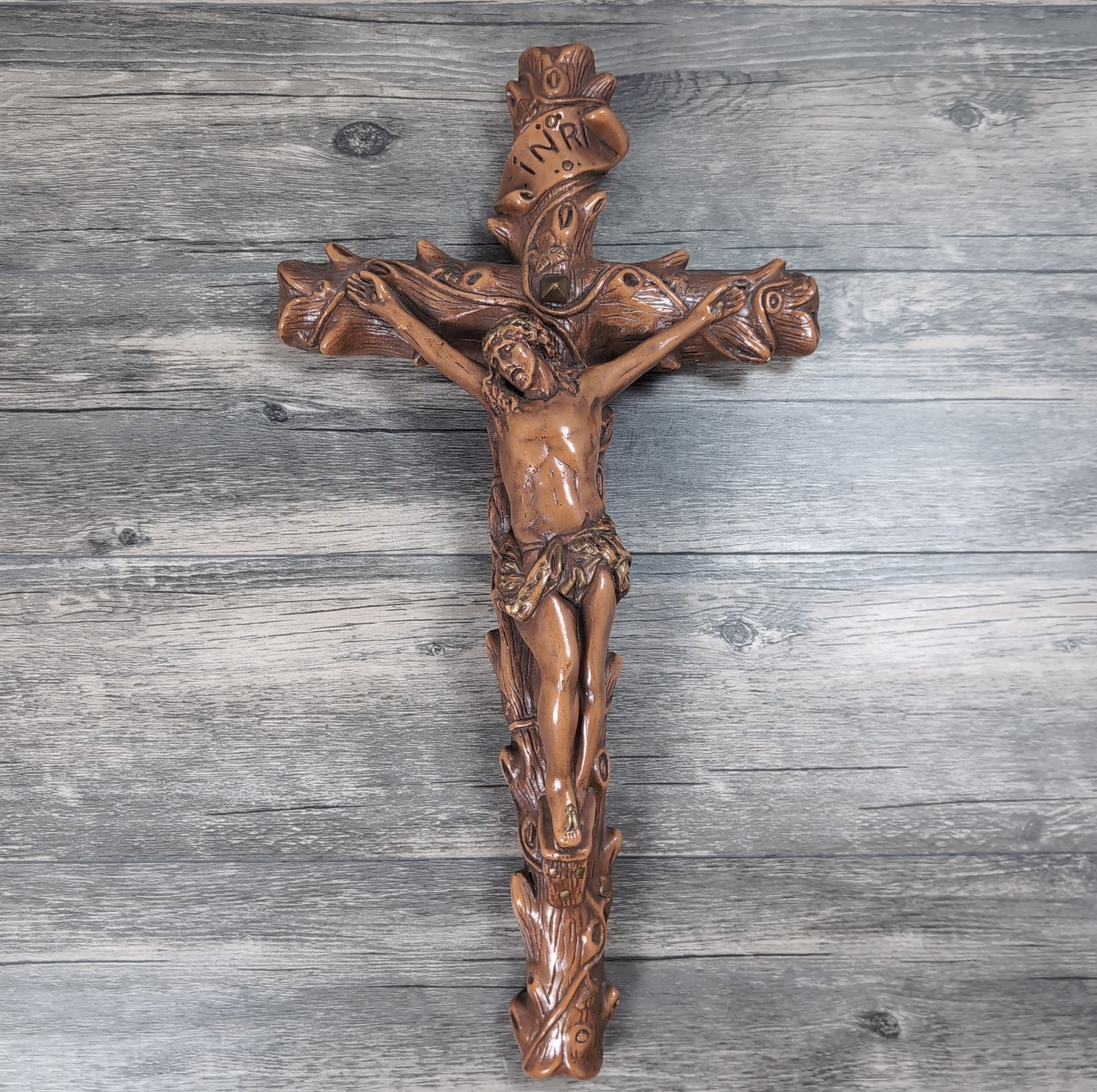 VTG Jesus Crucifix Wall Cross Large 19” Religious Christian Plaster Décor Italy