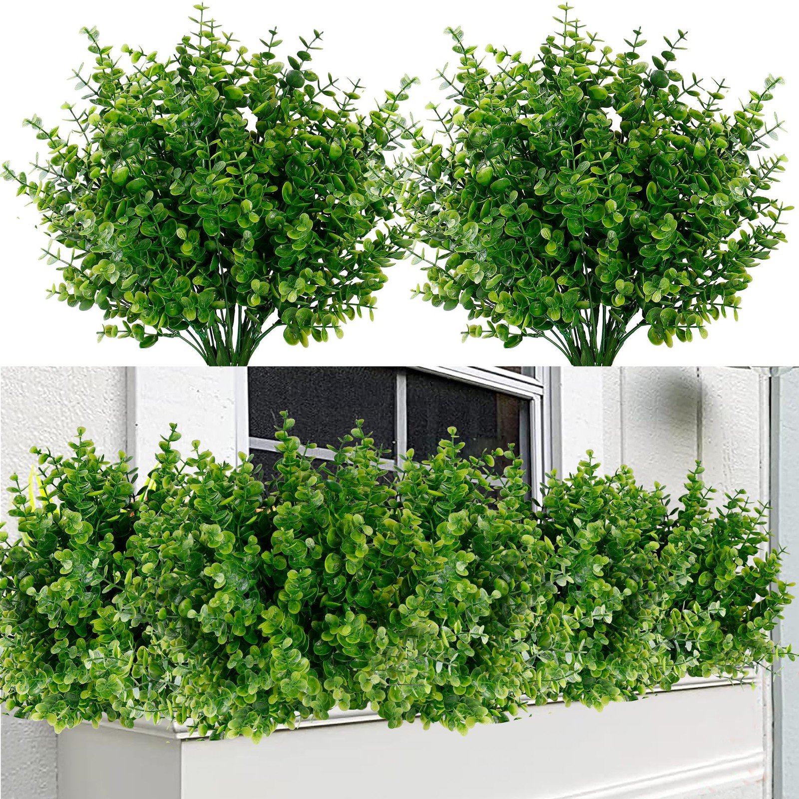 Sggvecsy Artificial Flowers 24 Bundles UV Resistant Boxwood Shrubs Eucalyptus Sggvecsy Artificial Flowers 24 Bundles UV Resistant Boxwood Shrubs Eucalyptus