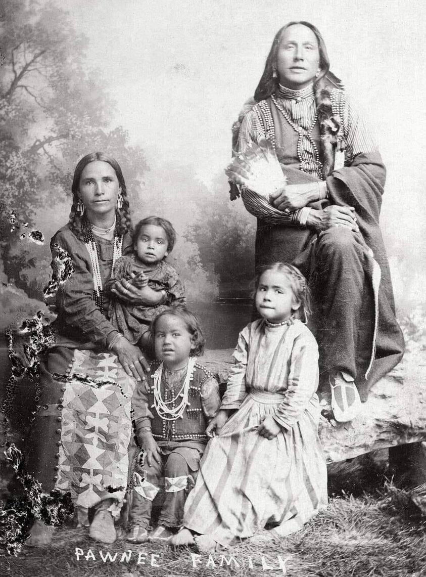 Photo of Suzanne and Samuel Gover with their children Pawnee Nation Reproduction