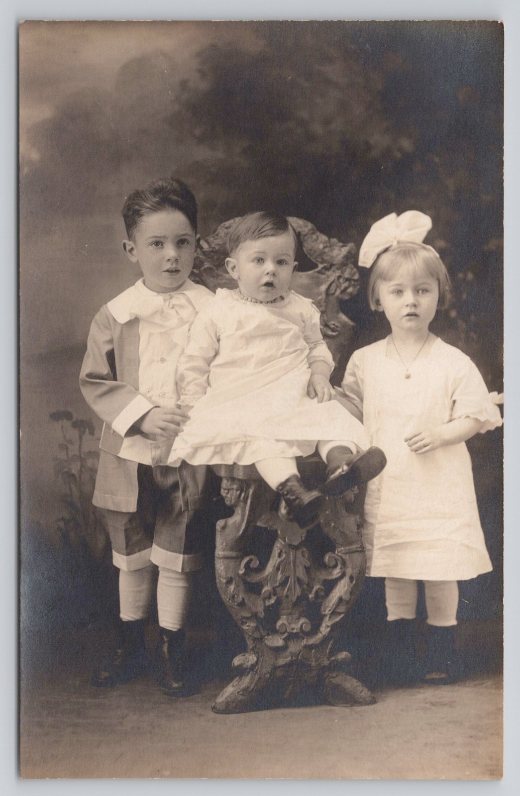 RPPC Cute Young Boy Girl Infant Baby WH Pearce Studio Schenectady NY Postcard