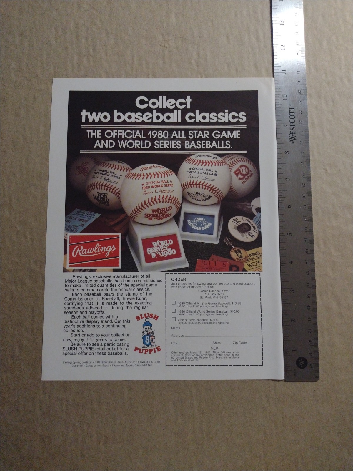 1980-Rawlings-Collect two baseball classics-Official 1980 All Star Game Print/AD