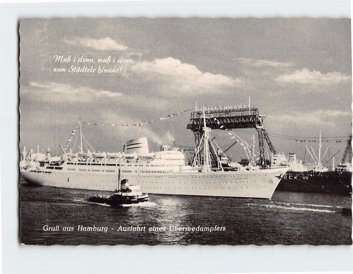Postcard Ocean Liner Hamburg Germany